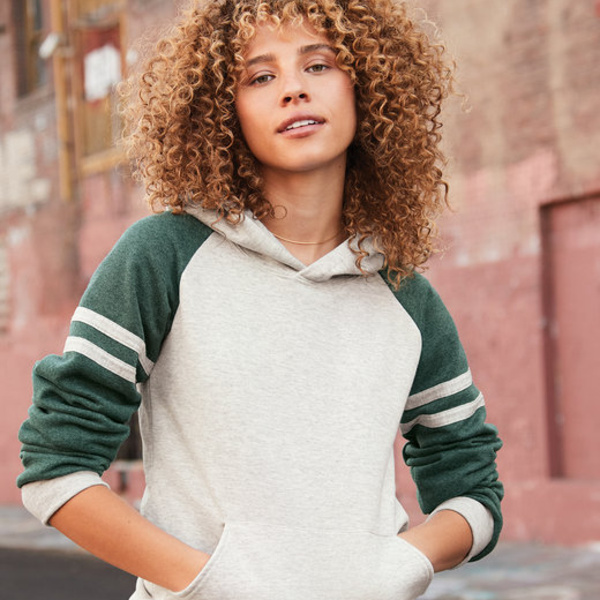 Unisex NuBlend Varsity Color-Block Hooded Sweatshirt Thumbnail