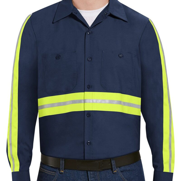 Men's Tall Industrial Enhanced-Visibility Long Sleeve Work Shirt Thumbnail