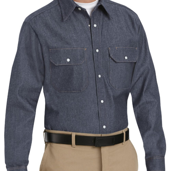 Men's Tall Deluxe Denim Long Sleeve Shirt Thumbnail